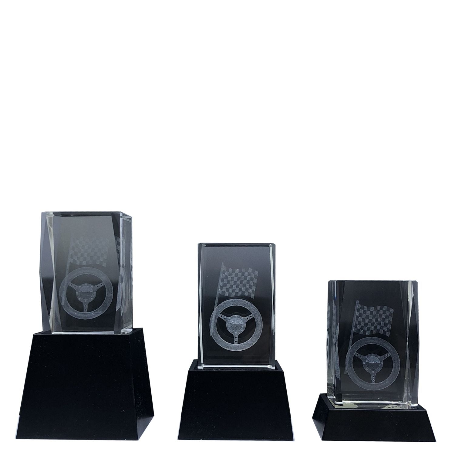 3D Glasstatyett Ratt & Flagga