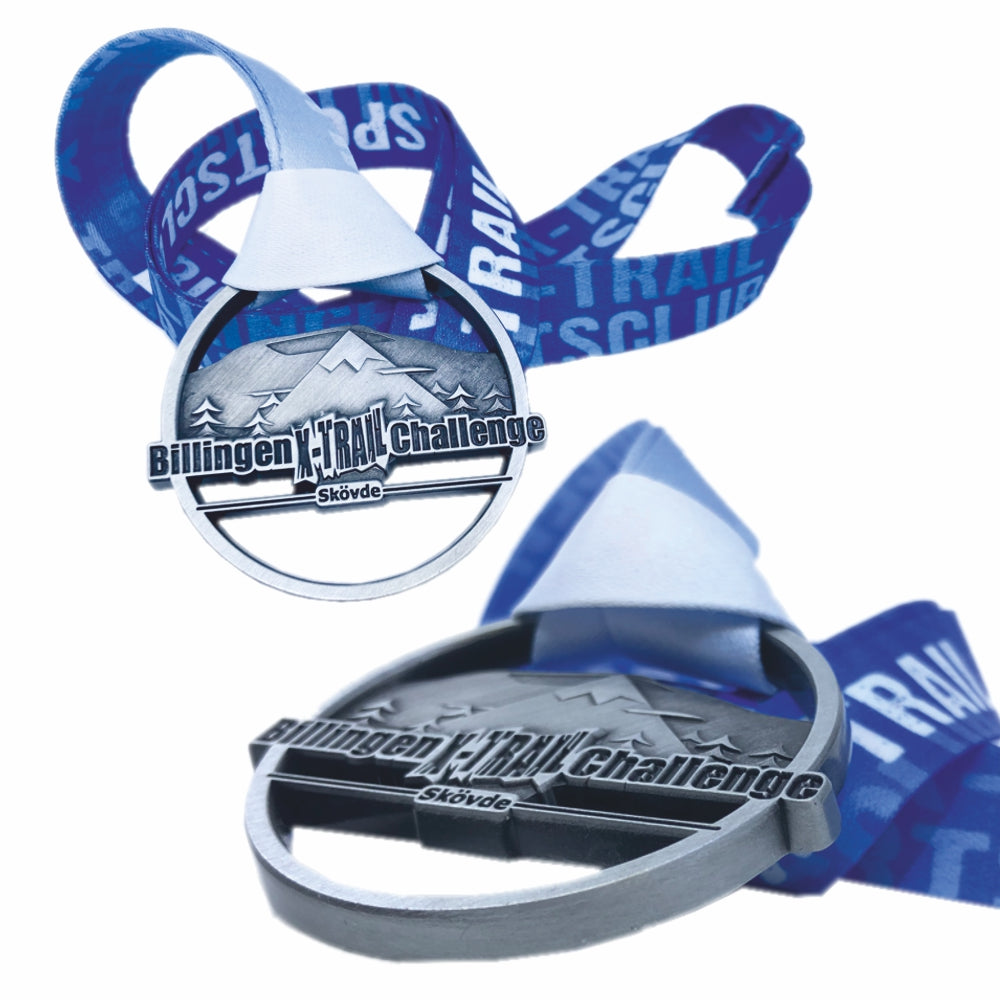 Customtillverkad medalj med blått band