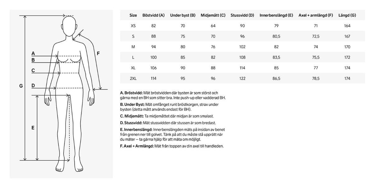 Craft storlekstabell dam evolve 2.0 fullzip