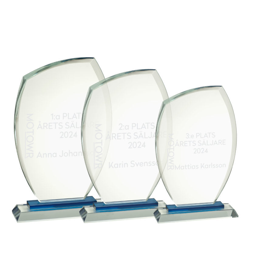 Plakett i glas inklusive gravyr