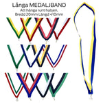Långt medalj band i olika färgkombinationer