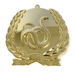 Specialtillverkad medalj i guld med blank finish