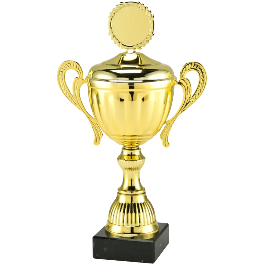 Klassisk pokal i guld med lock