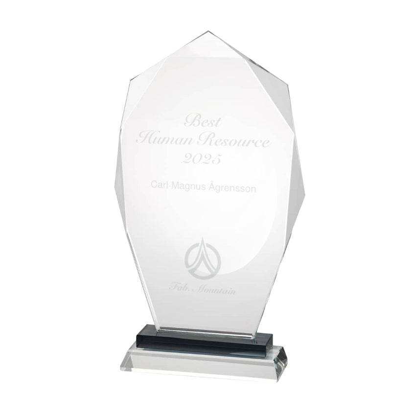 Graverad statyett i glas - tävlingspris