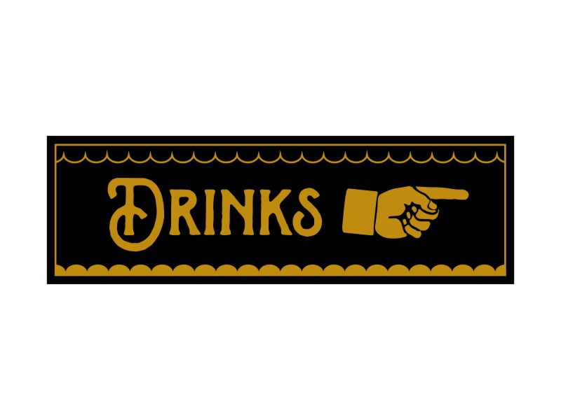 Pinchos skylt #11 DRINKS, finger höger 260x80mm