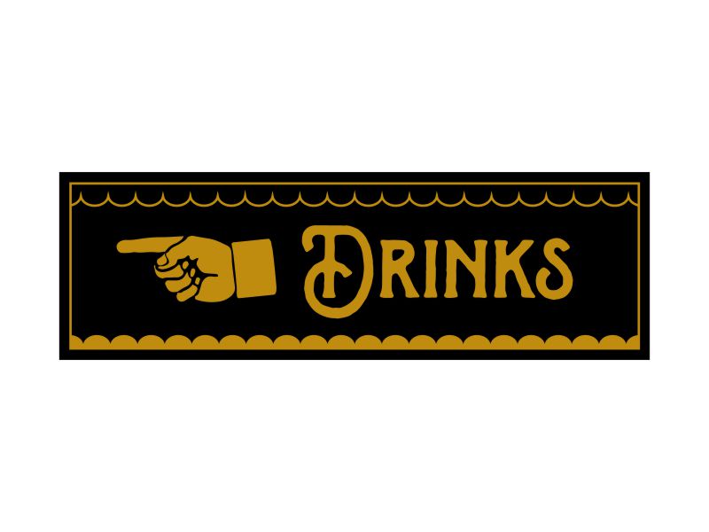 Pinchos skylt #12 DRINKS, finger vänster 260x80mm