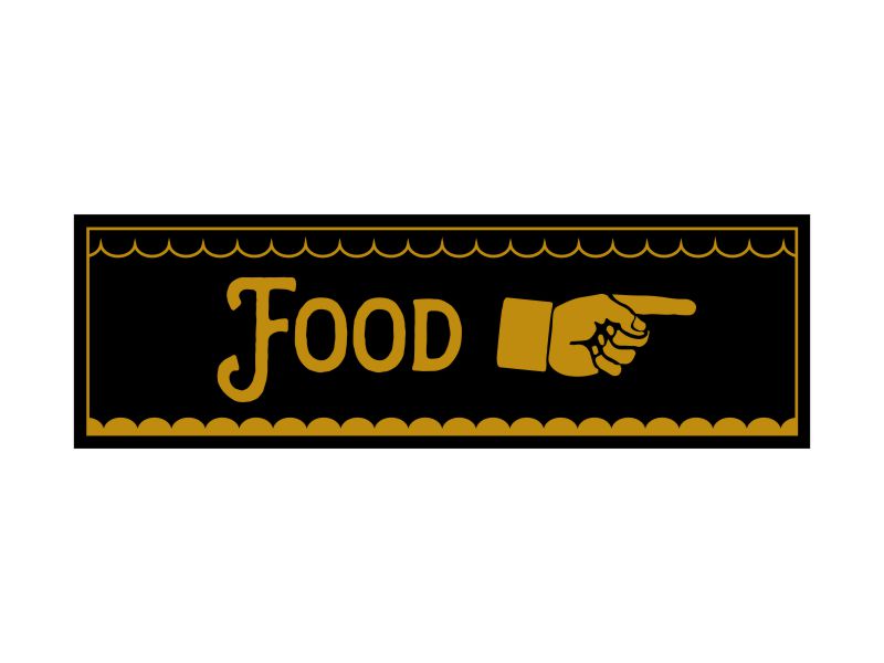 Pinchos skylt #14 FOOD, finger höger 260x80mm