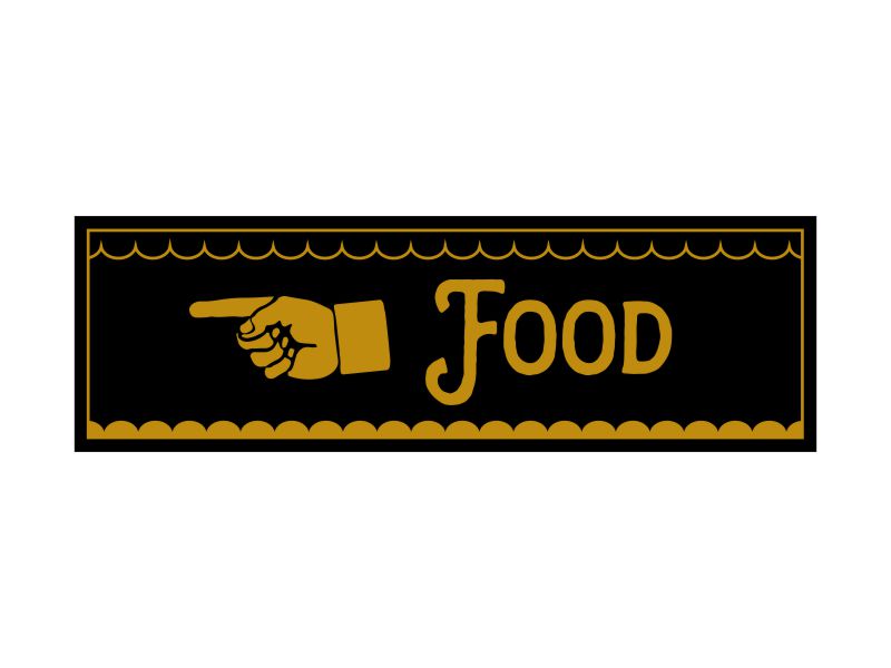 Pinchos skylt #13 FOOD, finger vänster 260x80mm