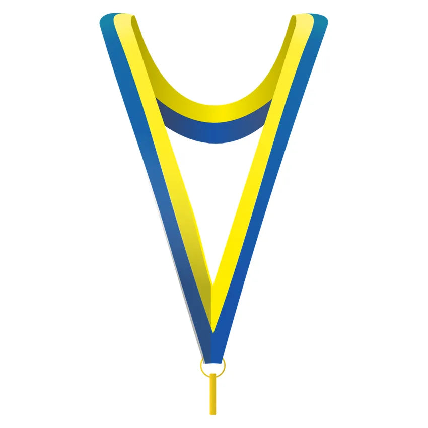 Långt medaljband Blå/Gul