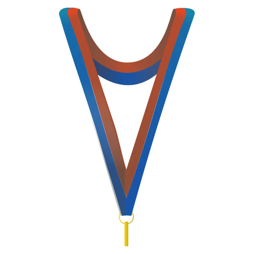 Långt medaljband Blå/Röd