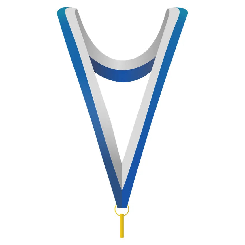 Långt medaljband Blå/Vit