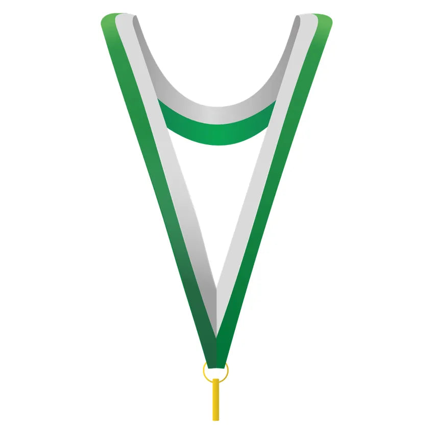 Långt medaljband Grön/Vit