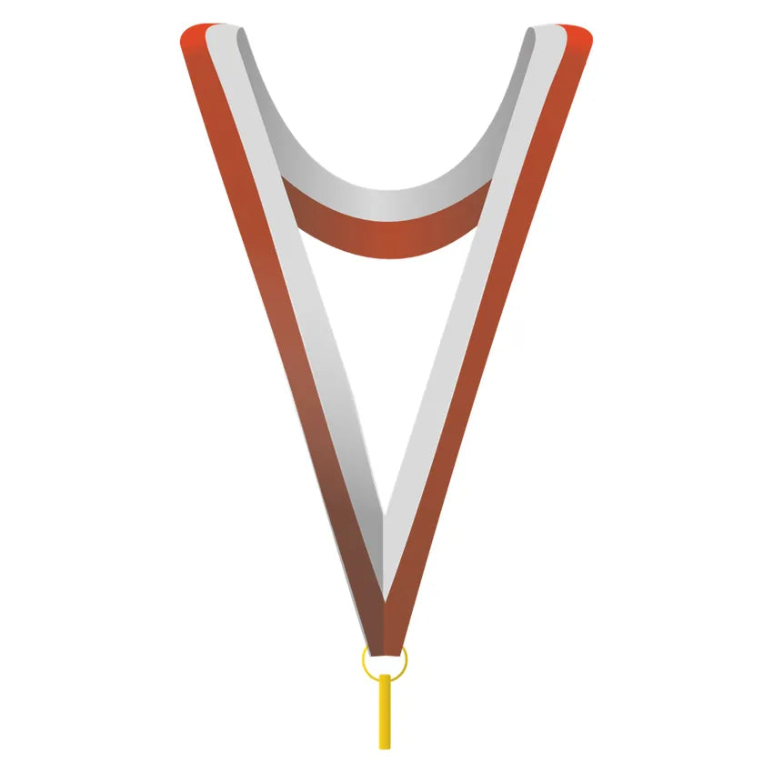 Långt medaljband Röd/Vit