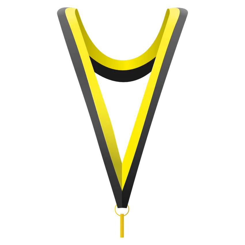 Långt medaljband Svart/Gul