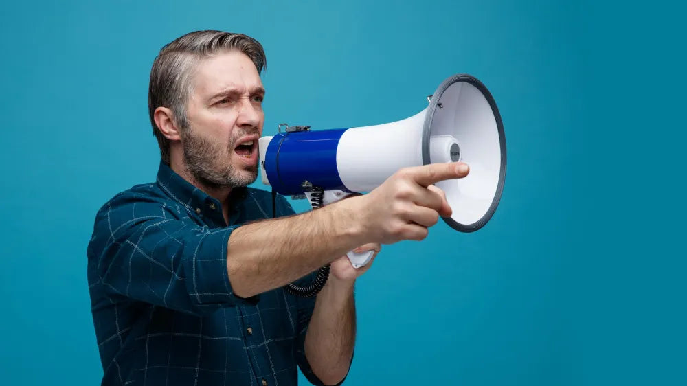 Man med megafon - Vasaboden inloggning