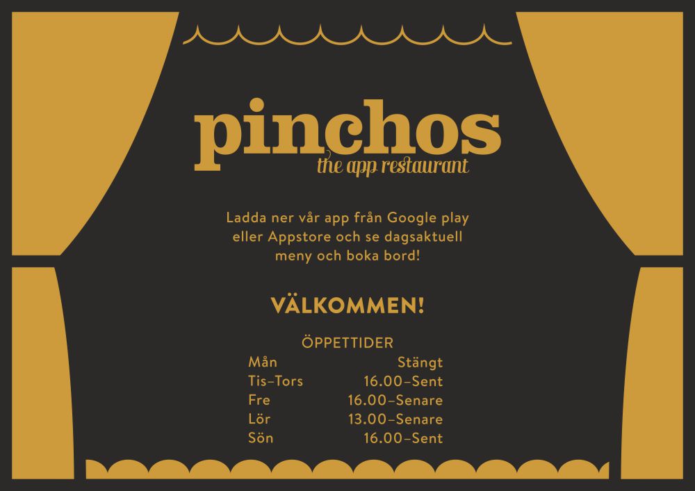 Pinchos skylt #20 ÖPPETTIDER 300x220mm
