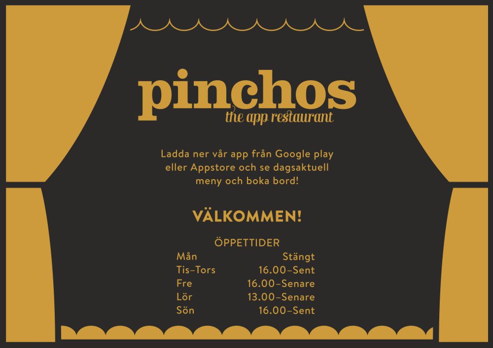 Pinchos skylt #29 ÖPPETTIDER 420x297mm