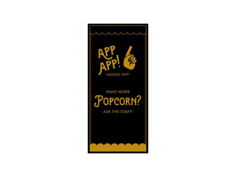 Pinchos skylt #22 APP APP POPCORN 170x355mm