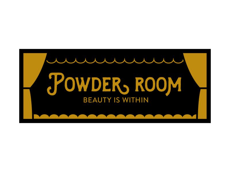 Pinchos skylt #15 POWDER ROOM, beauty is within 232x90mm
