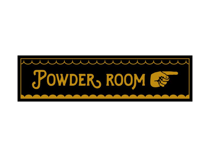Pinchos skylt #9 POWDER ROOM, finger höger 260x70mm