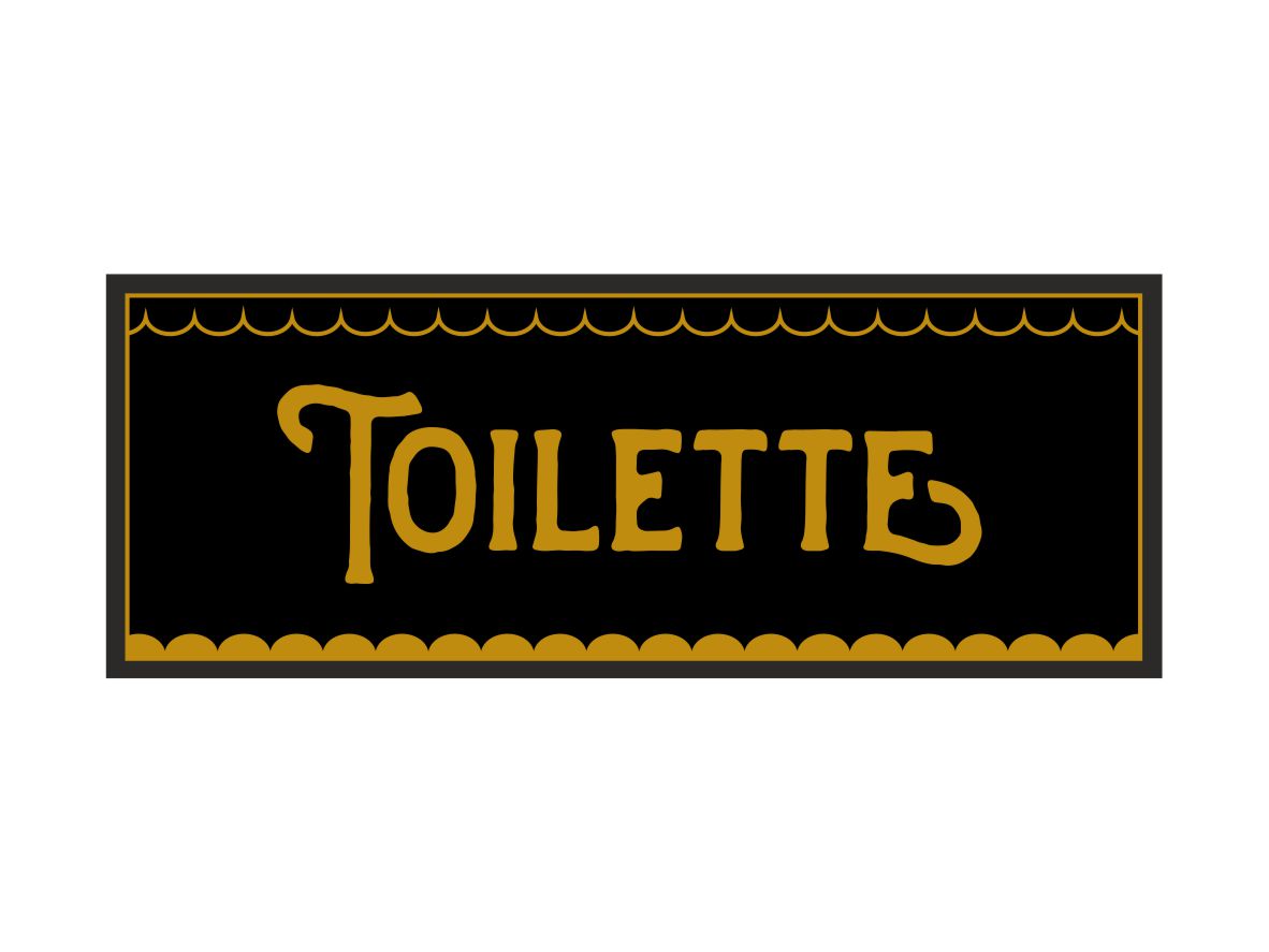 Pinchos skylt #7 TOILETTE 250x100mm